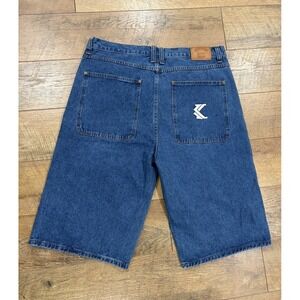Vintage Karl Kani Embroidered Baggy Jorts Jean Shorts 36 Blue Hip-Hop Tupac
